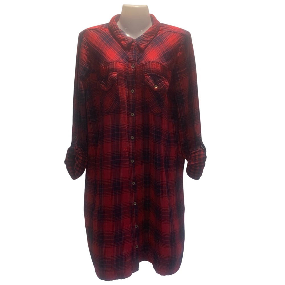 Motherhood Red and Black Plaid‎ Maternity Dress
